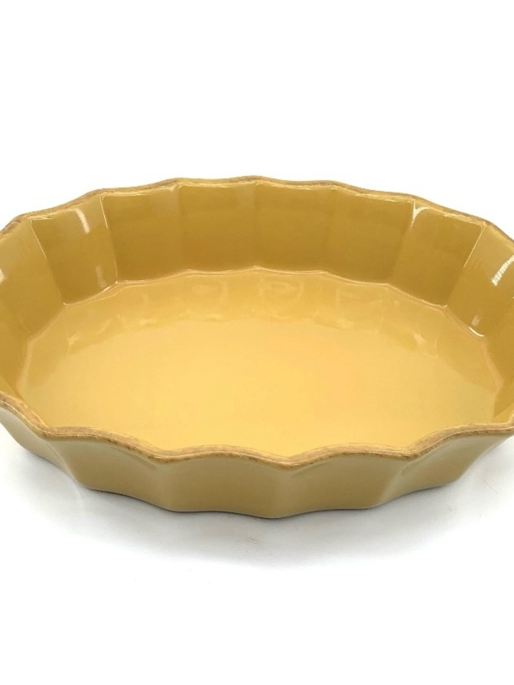 Cerutil Stoneware Casserole Dish Yellow Scalloped Portugal 12”